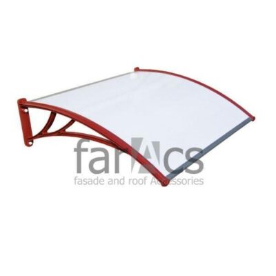 Козырек Faracs, кронштейн красный, поликарбонат молочный 1500 мм